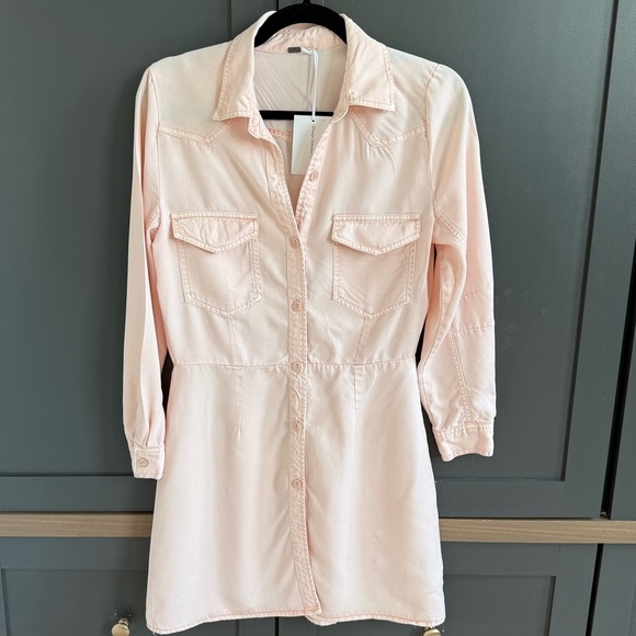 Young Fabulous & Broke Light Pink Tencel Button Up Dress • S • NWT - Picture 1 of 12